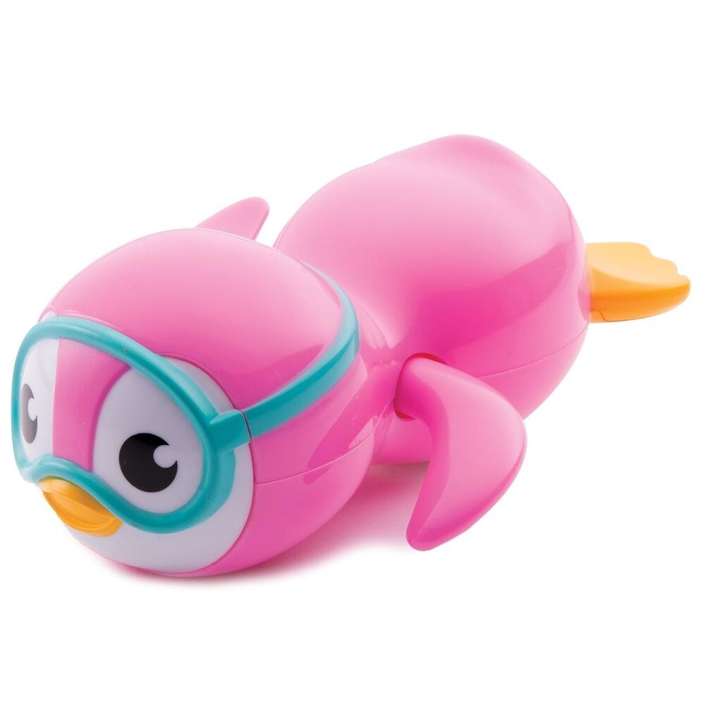 Set of #3 Munchkin Wind Up Swimming Penguin Bath Toy, Pink